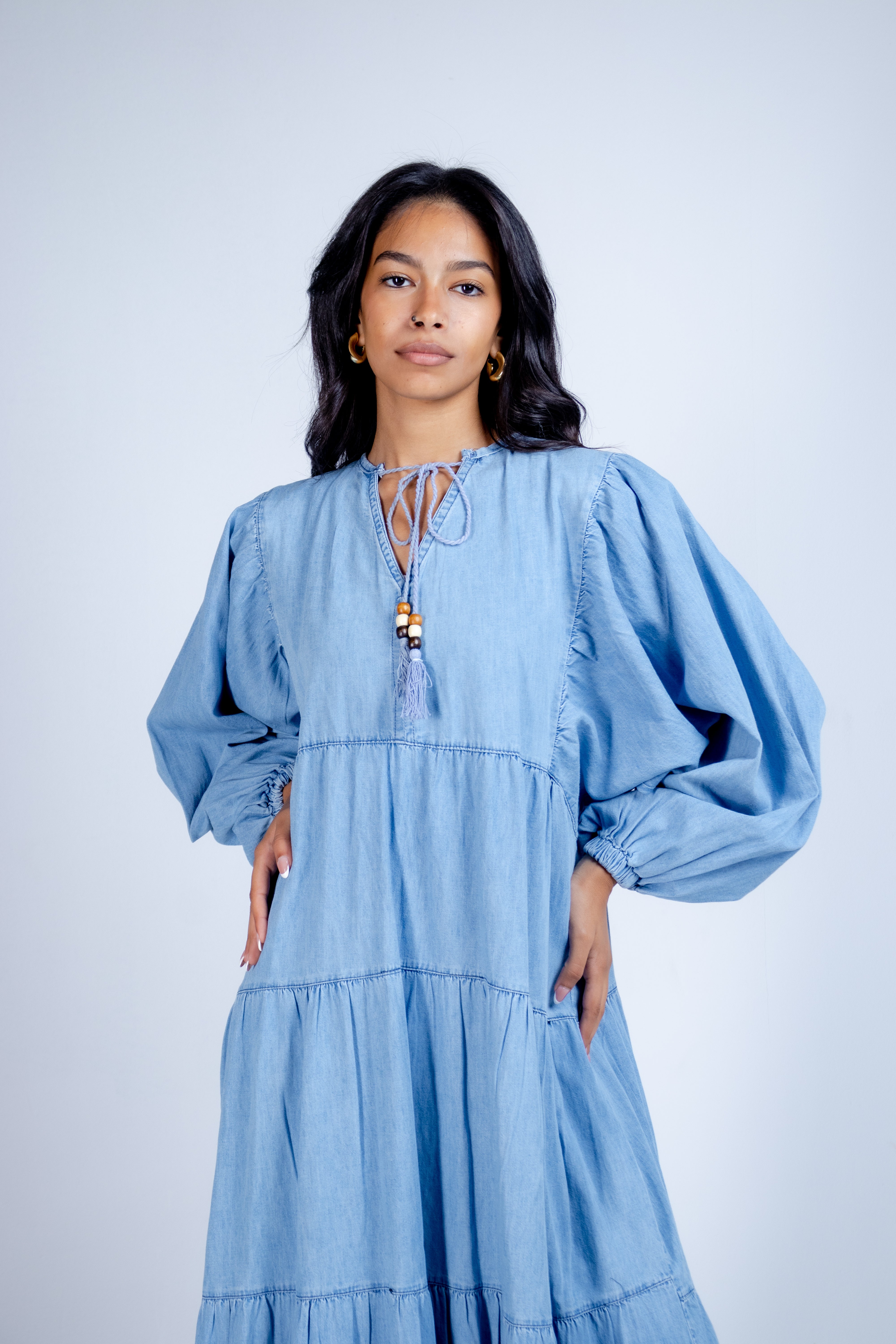 The Light Wash Maxi Denim Dress