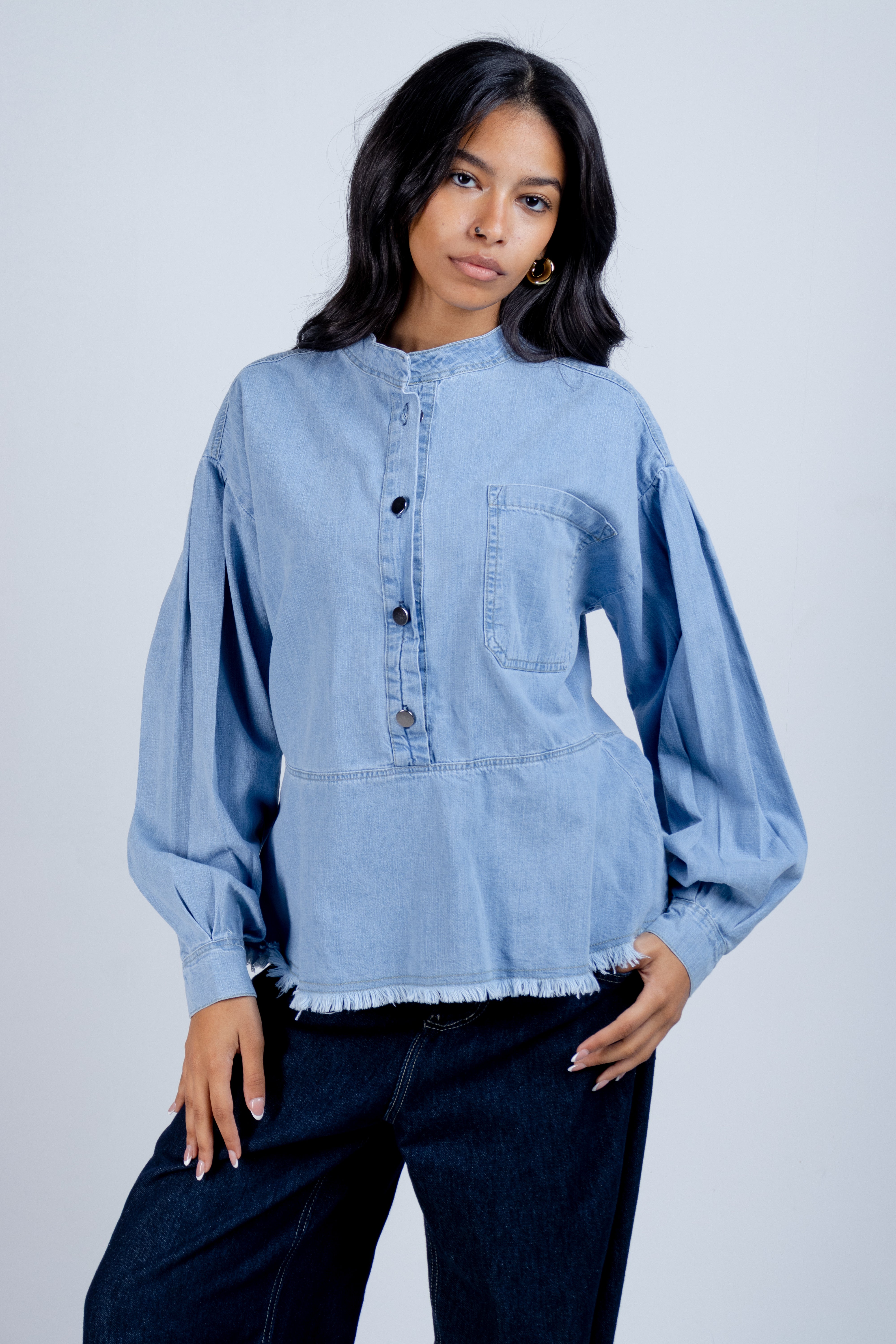 The Raw Edge Denim Blouse