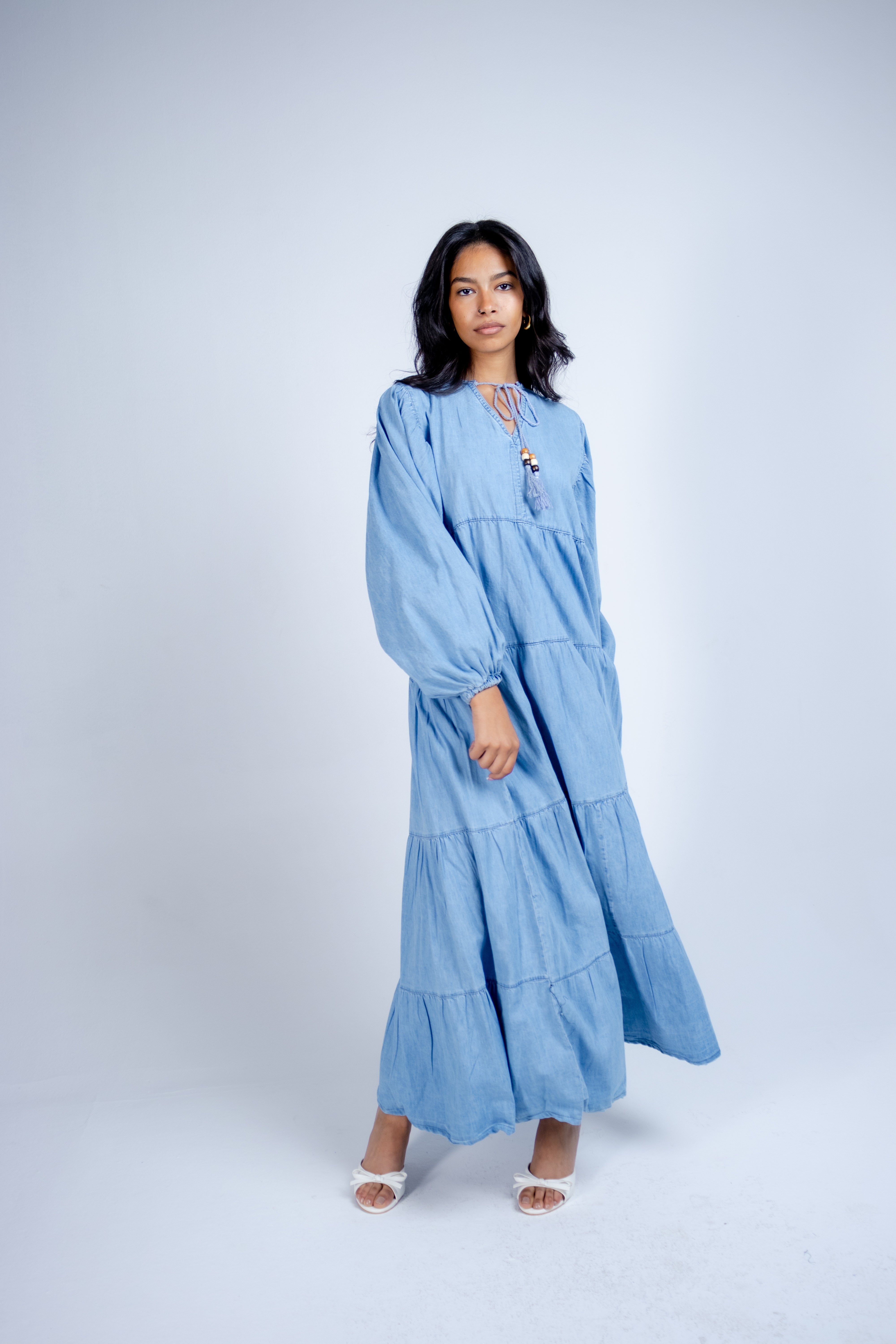 The Light Wash Maxi Denim Dress