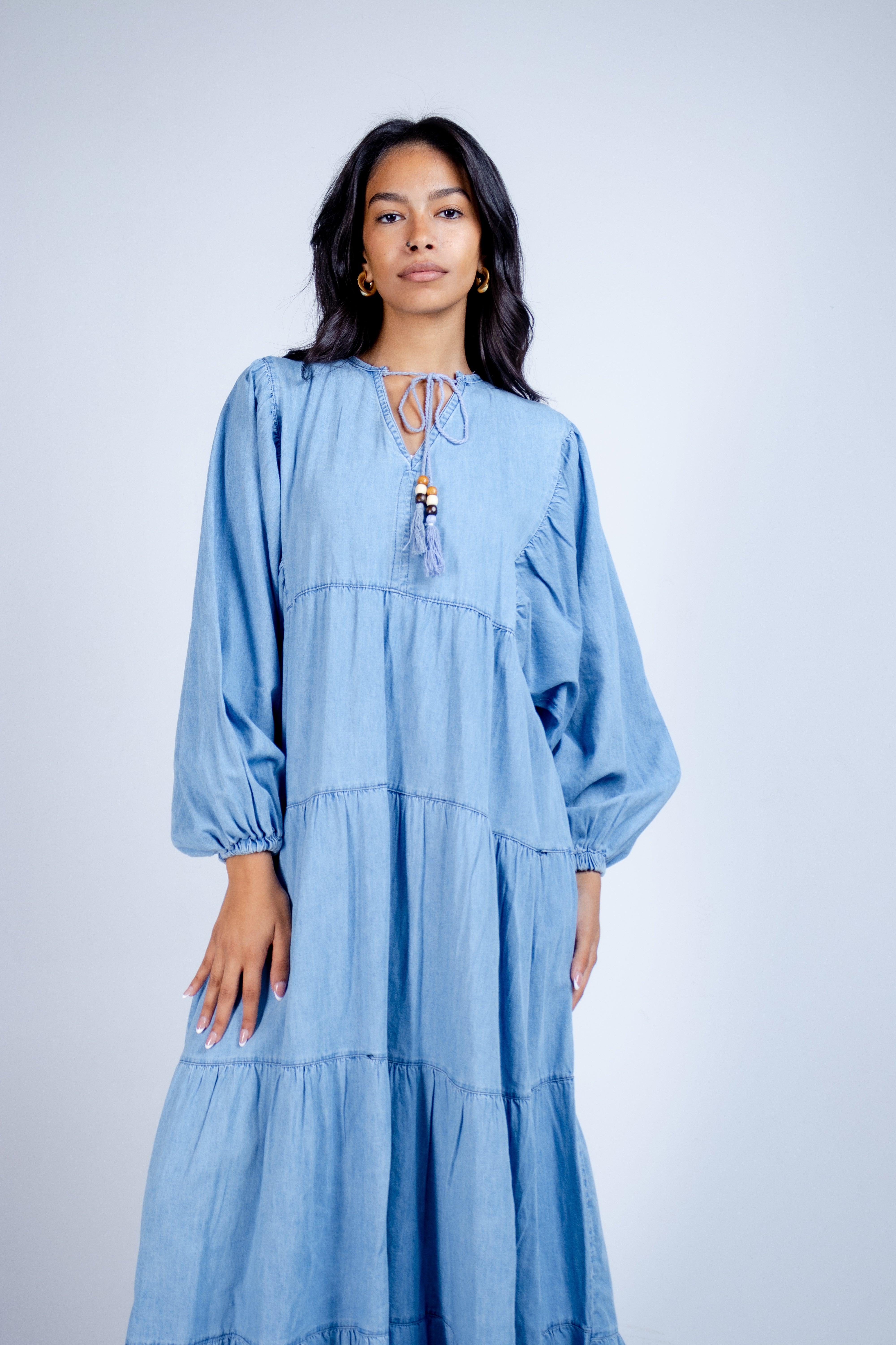 The Light Wash Maxi Denim Dress