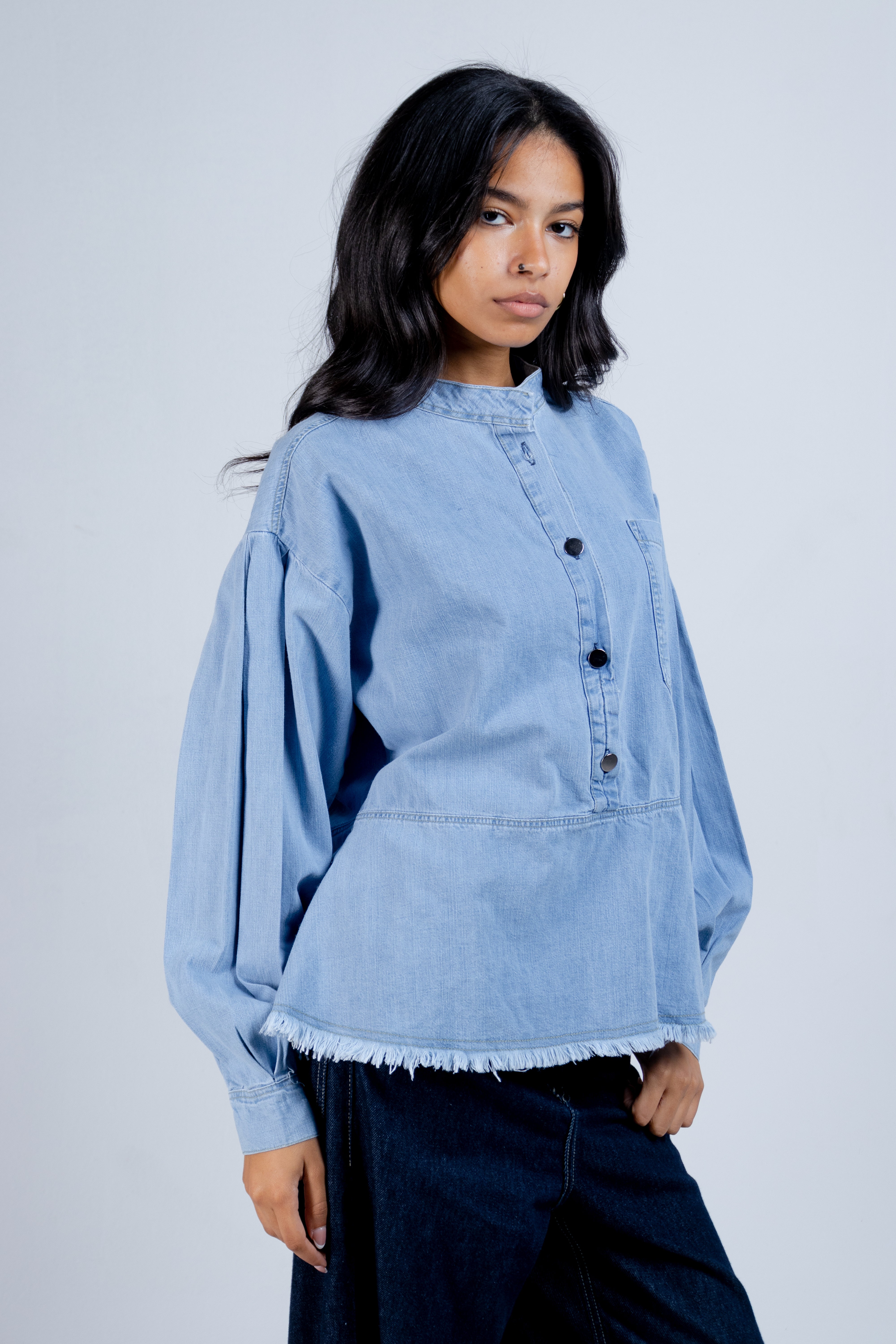 The Raw Edge Denim Blouse