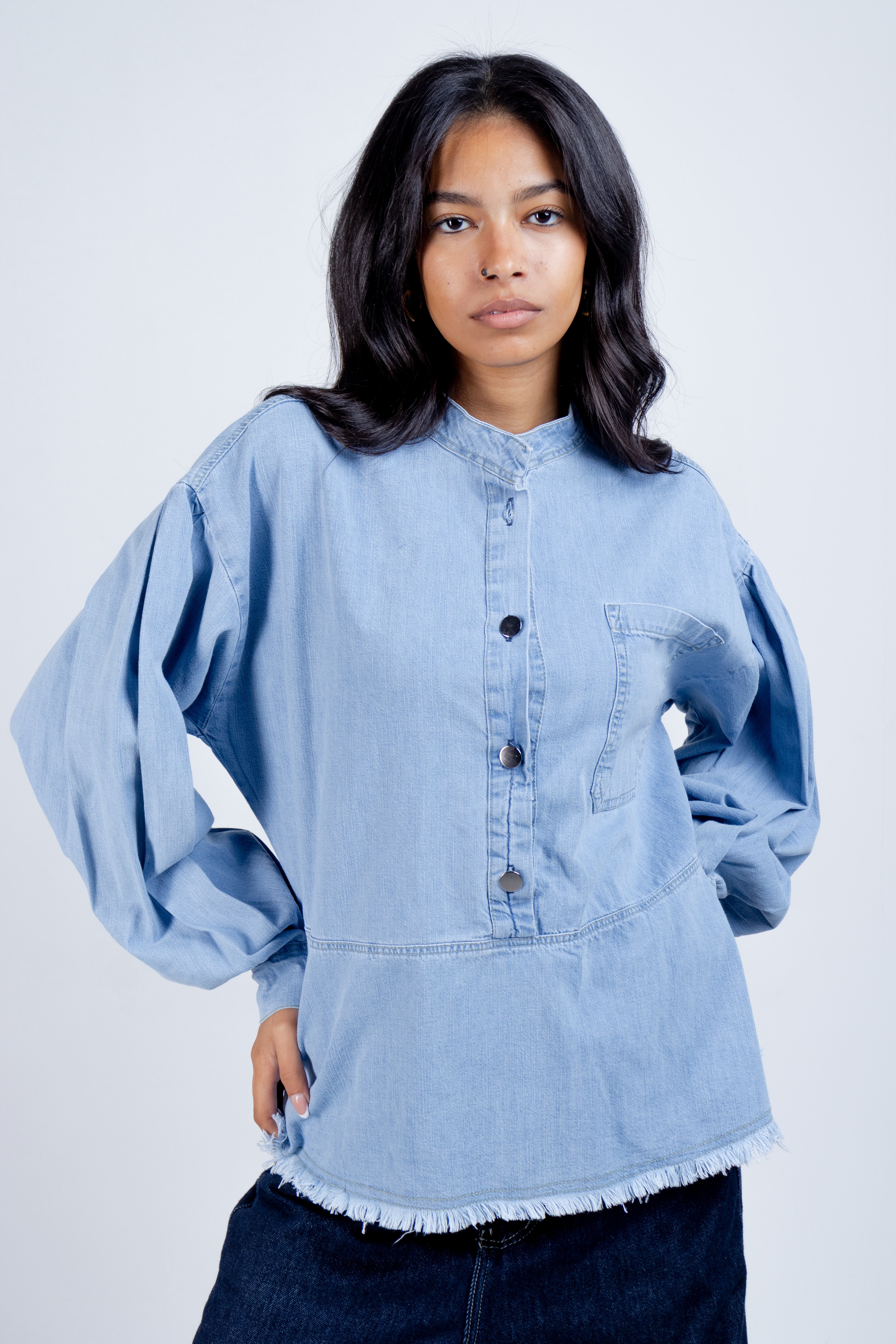 The Raw Edge Denim Blouse