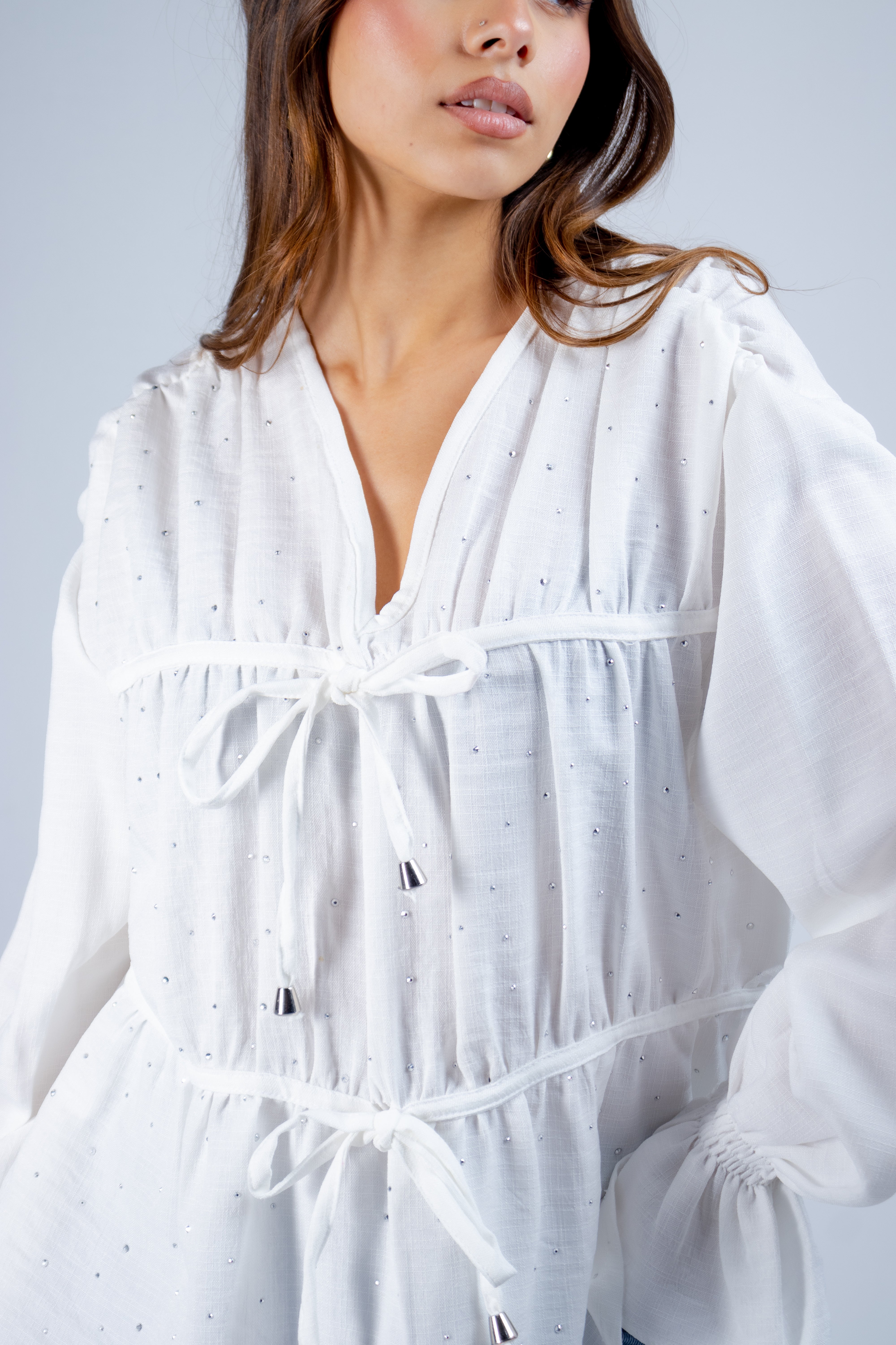 Elegant Gathered Waist Blouse