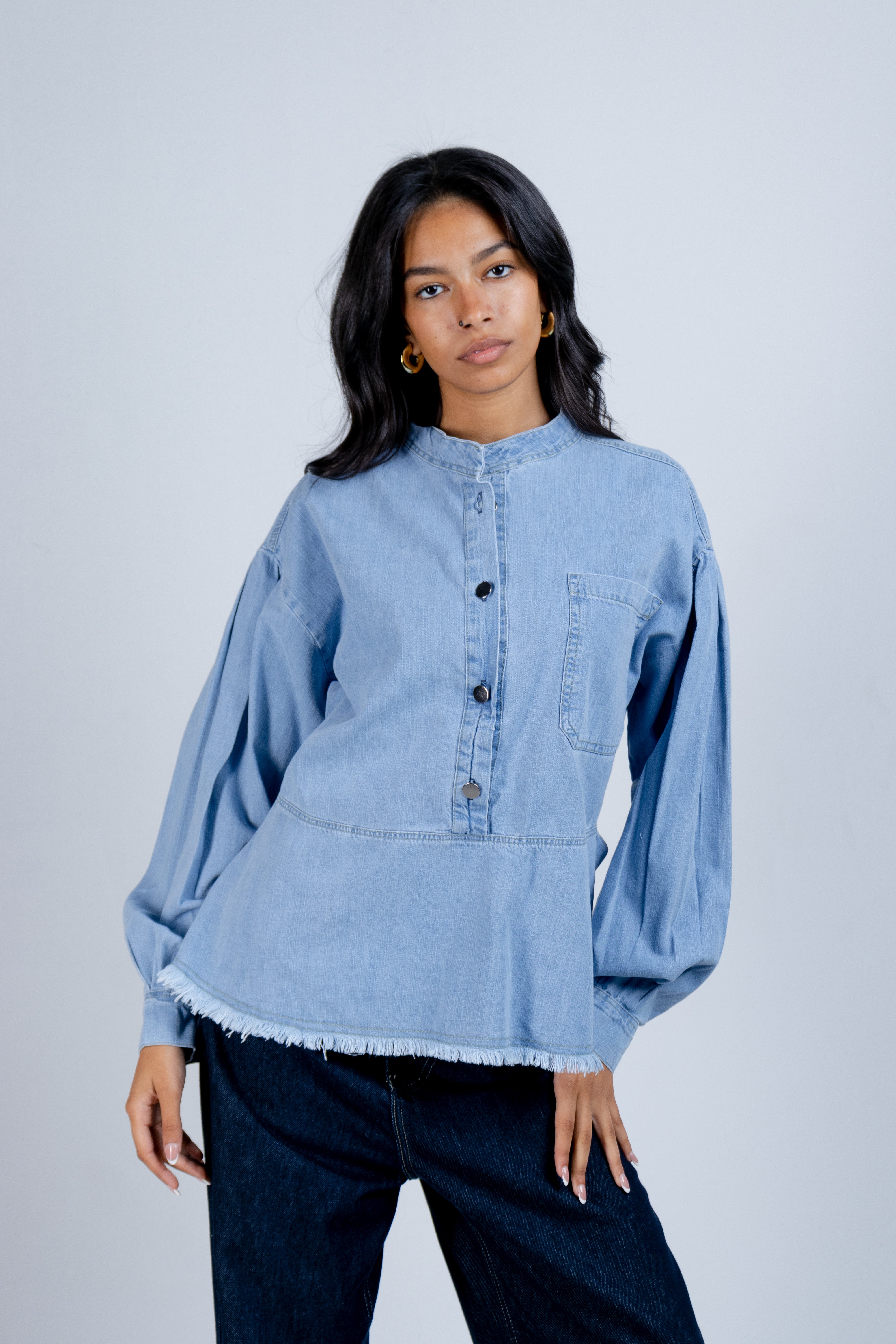 The Raw Edge Denim Blouse