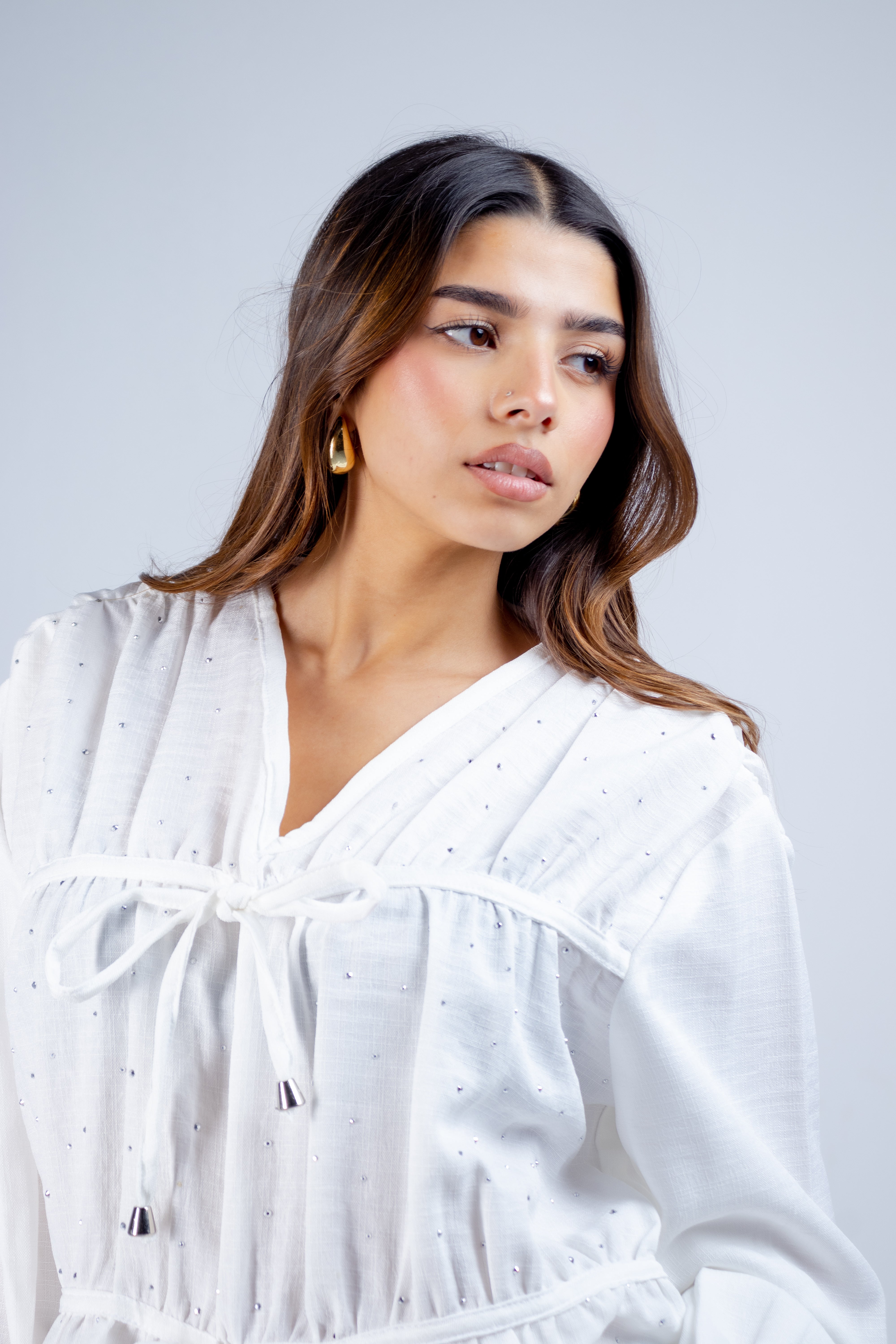 Elegant Gathered Waist Blouse