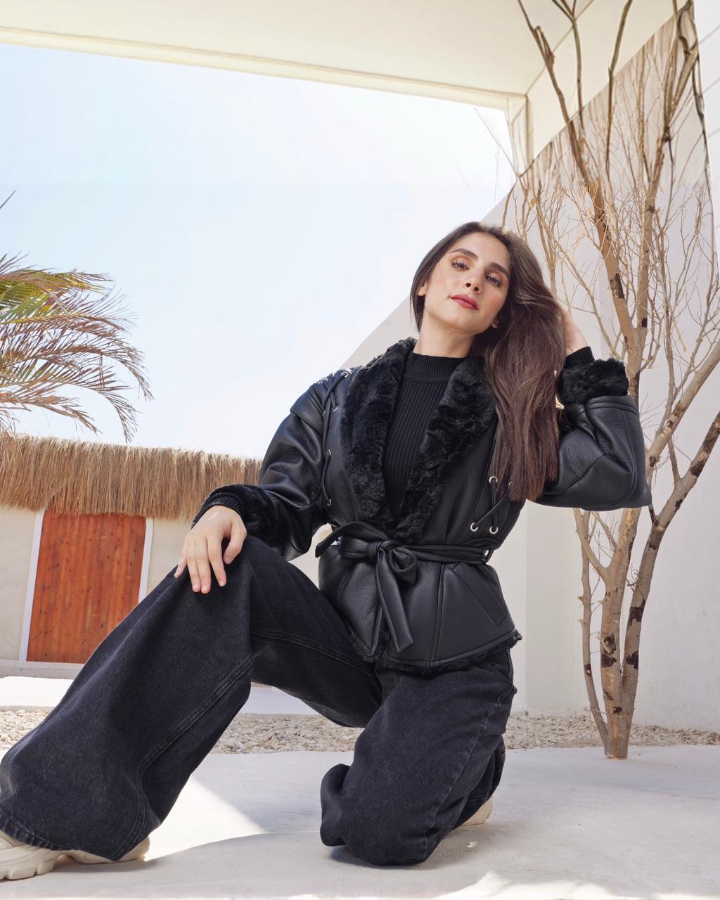 leather belted jacket