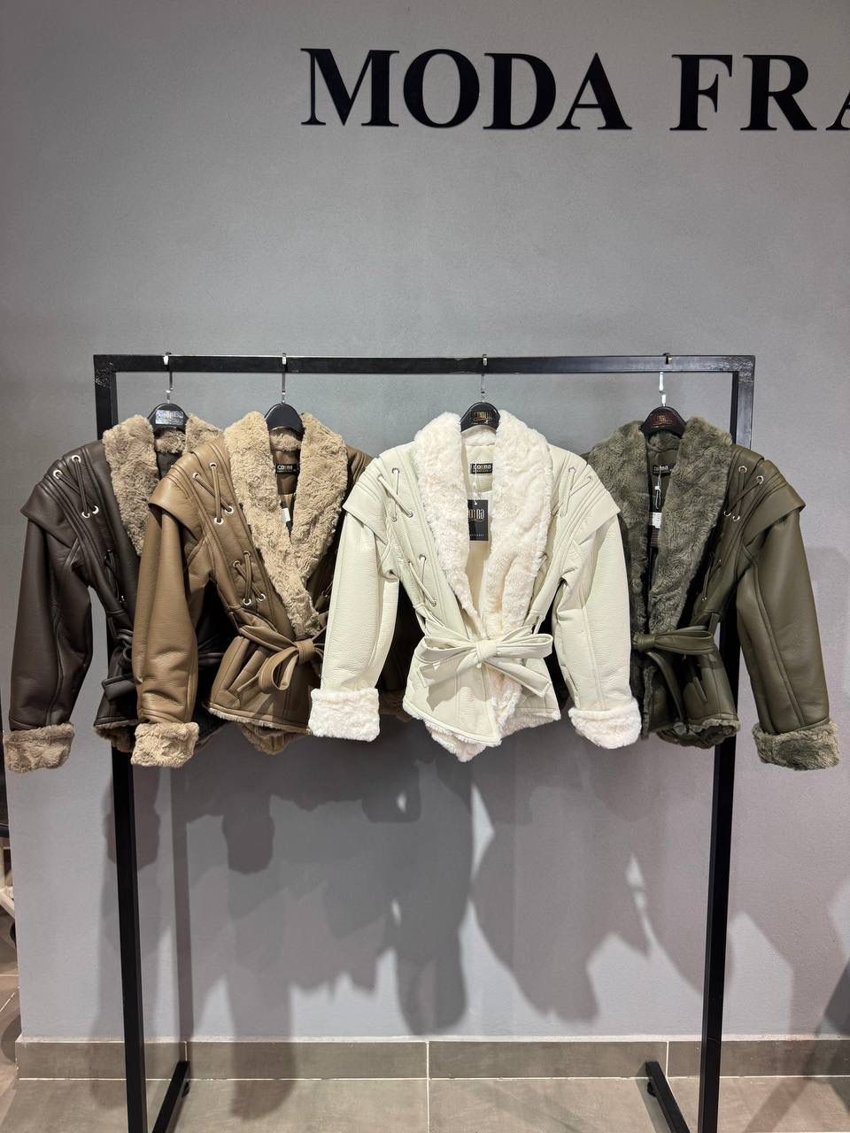 leather belted jacket