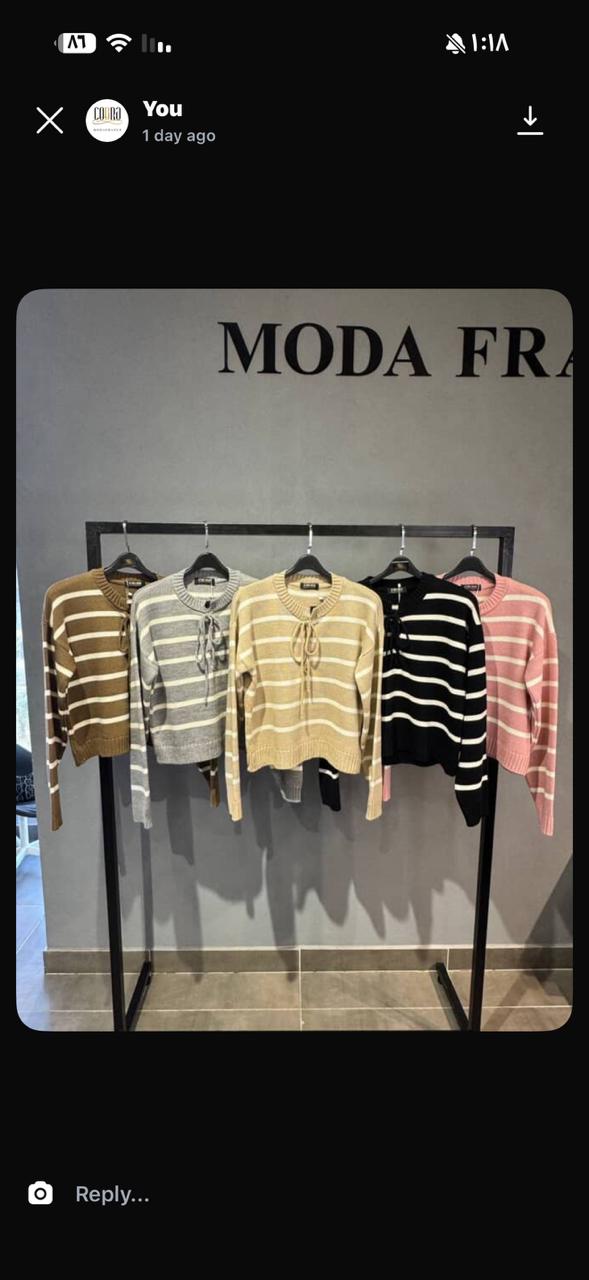 Striped Lace-Up Knit Sweater